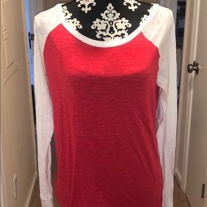 SUMMER SALE: Pink Baseball Tee Red and White